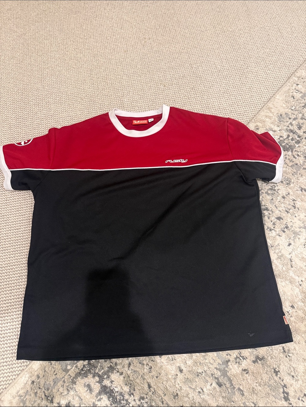 Rusty Red and Black Colorblock Polo Shirt